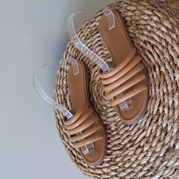 Madewell Womens‎ Addie Camel Brown Leather Multi-Strap Slide Sandals S-7.5 - Picture 2 of 10